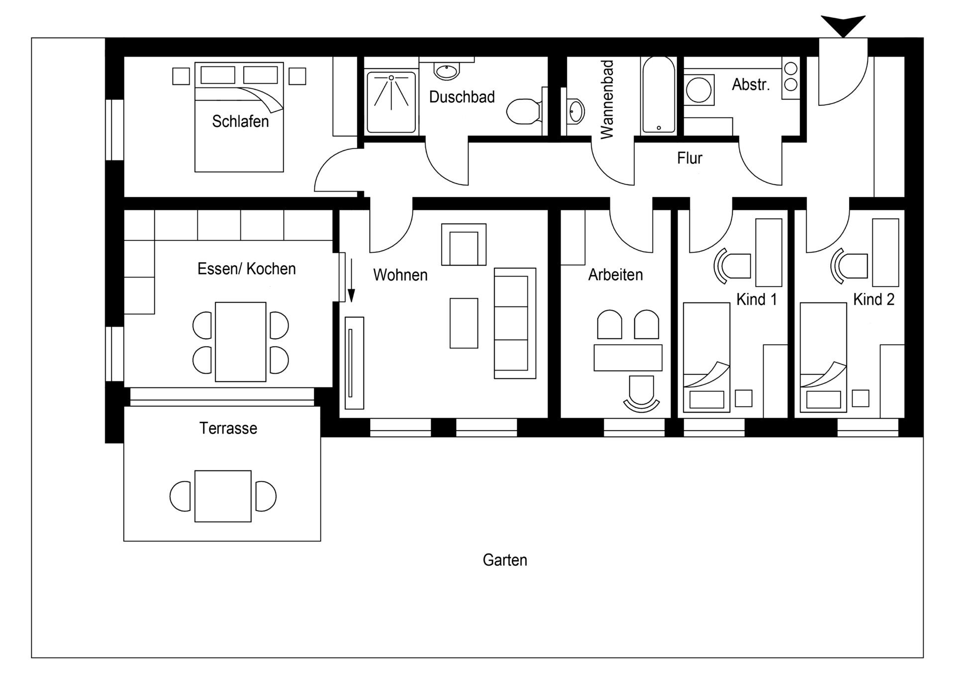 5 Zimmer | Erdgeschoss | Campusseite - Privatgarten · 128,08 m² Wohnfläche