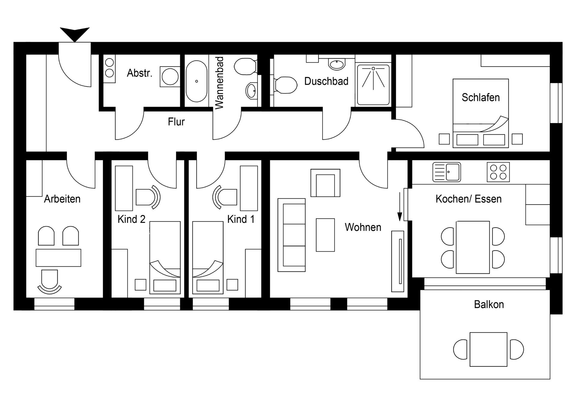 5 Zimmer | 1. Obergeschoss | Campusseite - 121,70 m² Wohnfläche